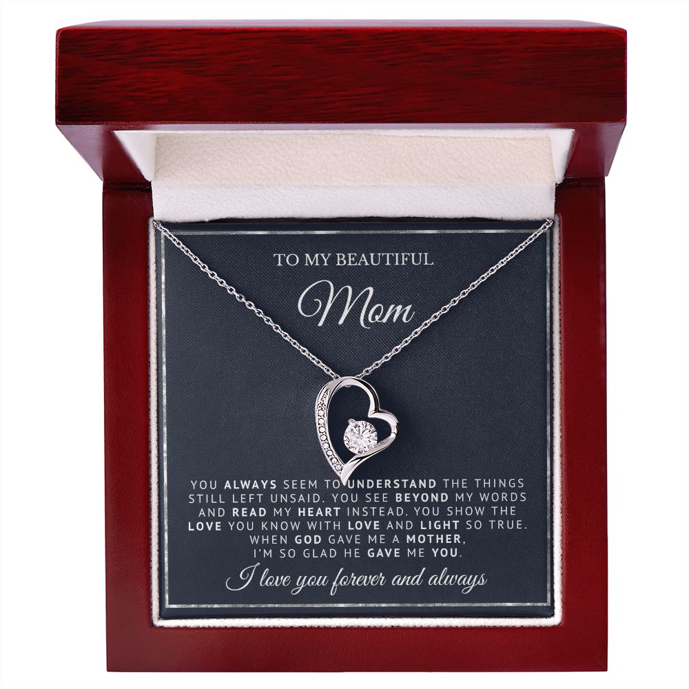 To My Beautiful Mom | God Gave Me A Mother | Forever Love Necklace