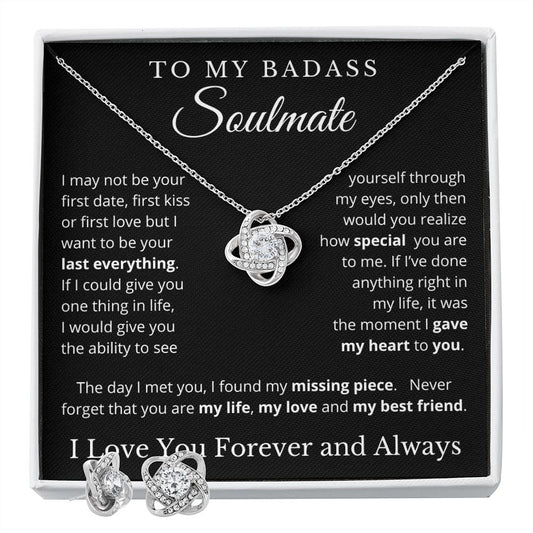 To My Badass Soulmate | Love Knot Necklace and Earring Set