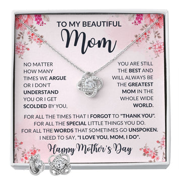 To My Mom | No Matter | Love Knot Necklace and Earrings Set