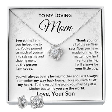 To My Loving Mom | Everything I Am | Love Knot Necklace and Earring Set