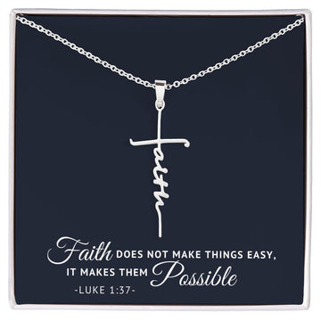 Faith Makes Things Possible Cross Necklace