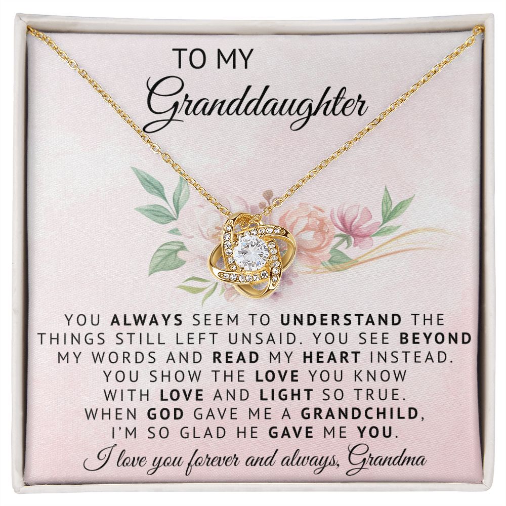To My Grandaughter | When God Gave Me A Grandchild | Love Knot Necklace
