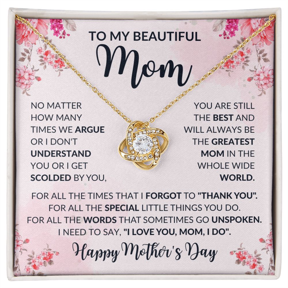 To My Beautiful Mom | No Matter | Love Knot Necklace