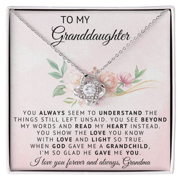 To My Grandaughter | When God Gave Me A Grandchild | Love Knot Necklace