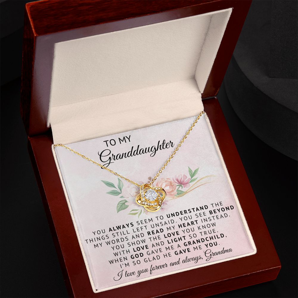 To My Grandaughter | When God Gave Me A Grandchild | Love Knot Necklace