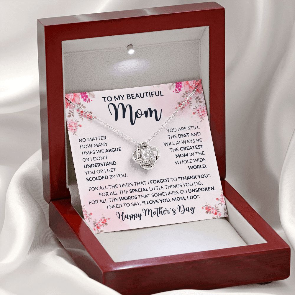 To My Beautiful Mom | No Matter | Love Knot Necklace