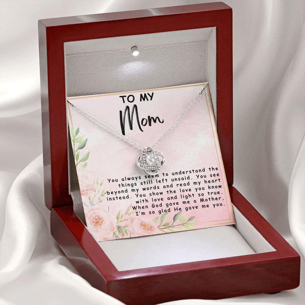 To My Mom | God Gave Me a Mother | Love Knot Necklace