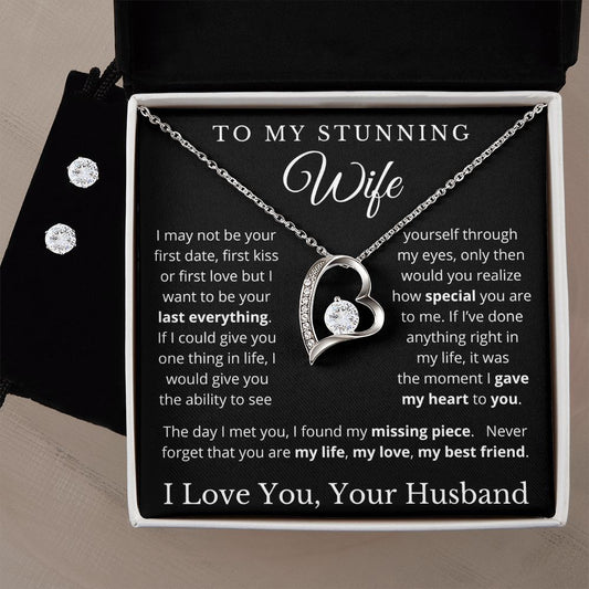 To My Stunning Wife | My Heart to You | Forever Love Necklace and Earring Set