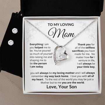 To My Loving Mom | Everything I Am | Forever Love Necklace and Earring Gift Set