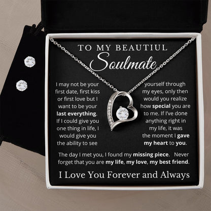 To My Beautiful Soulmate | My Heart to You | Forever Love CZ Necklace and Earrings
