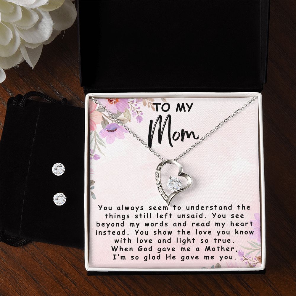 To My Mom | God Gave Me a Mother | Forever Love Necklace and Earring Set
