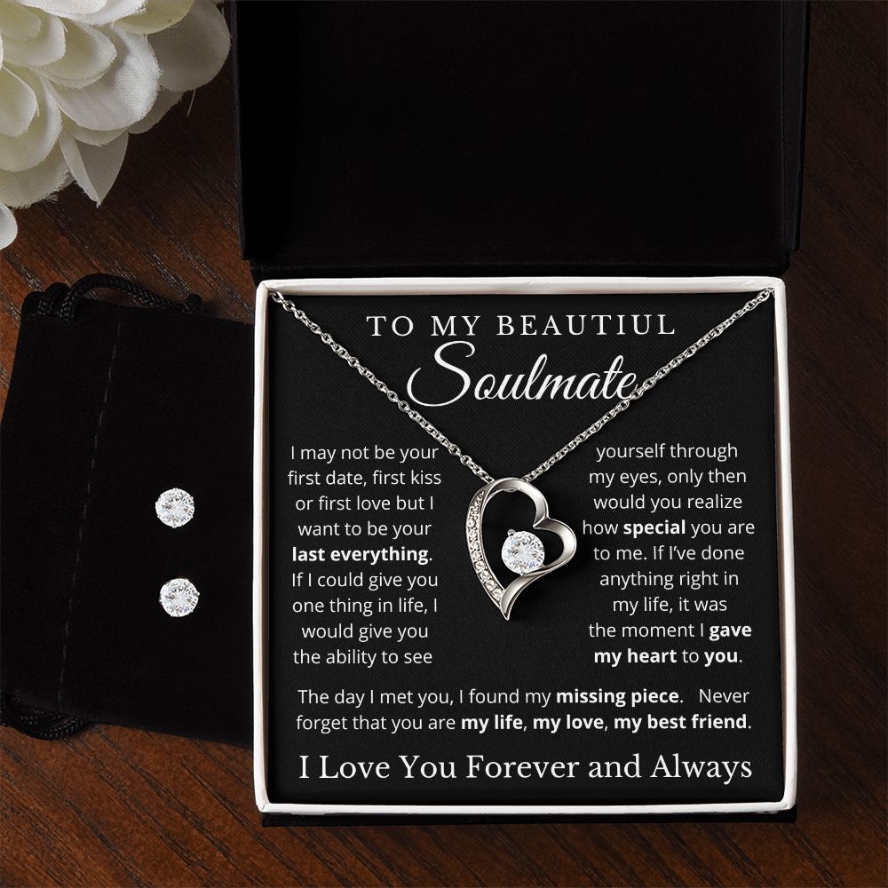 To My Beautiful Soulmate | My Heart to You | Forever Love CZ Necklace and Earrings