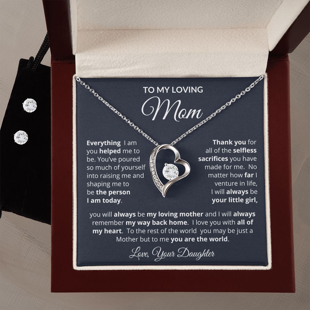 To My Loving Mom | Everything I Am | Forever Love Necklace and Earring Gift Set