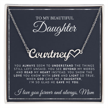 Toi My Beautiful Daughter | When God Gave Me A Daughter | Personalized Name Necklace with Heart