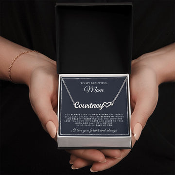 To My Beautiful Mom | When God Gave Me A Mother | Personalized Heart Name Necklace