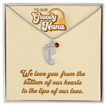 To Our Groovy Nana | Personalized Baby Foot with Birthstone