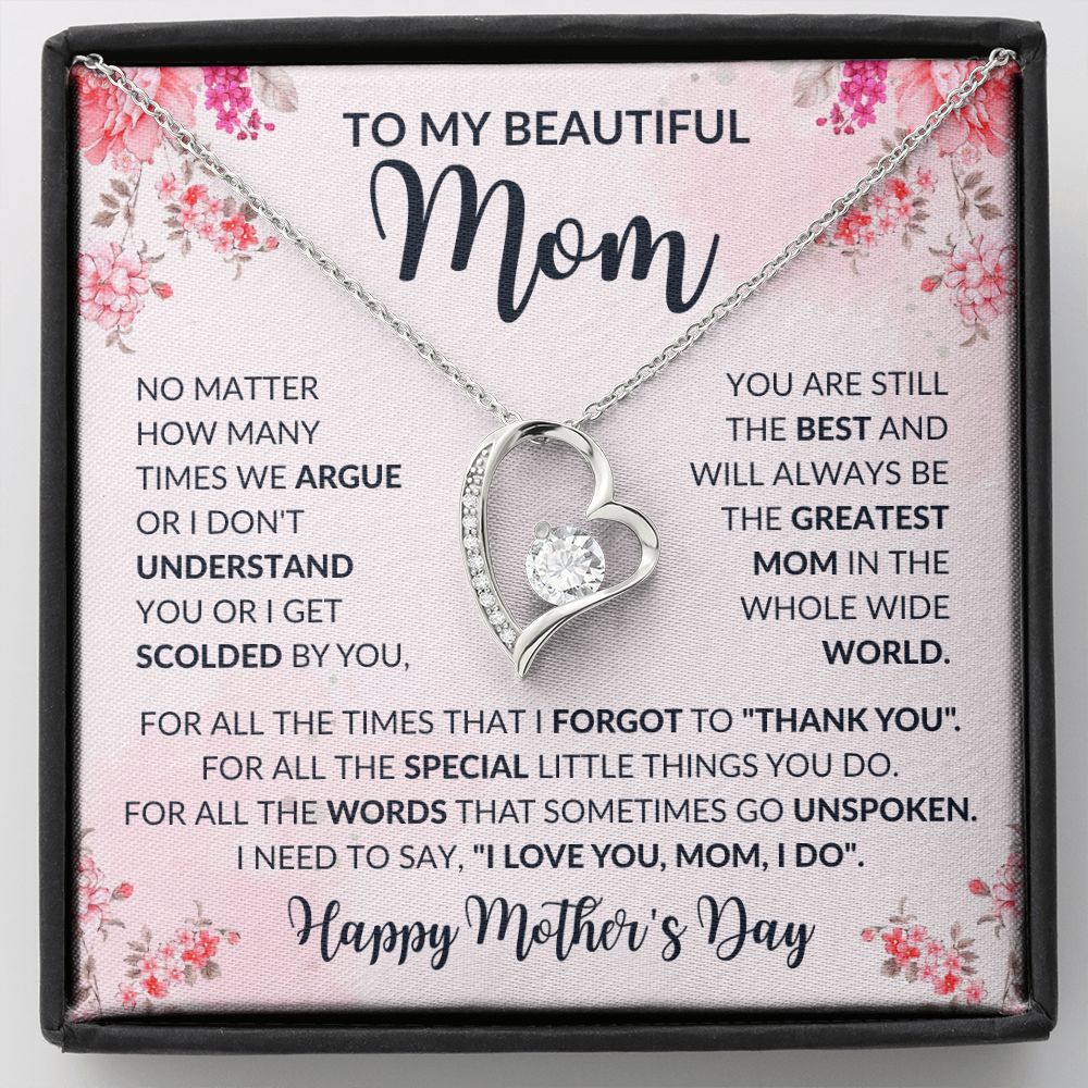 To My Beautiful Mom | No Matter| Forever Love Necklace