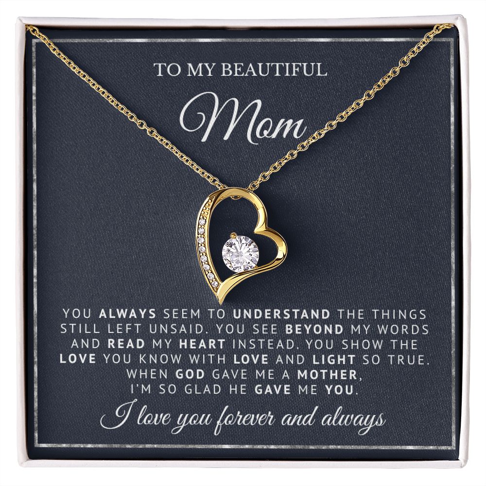 To My Beautiful Mom | God Gave Me A Mother | Forever Love Necklace
