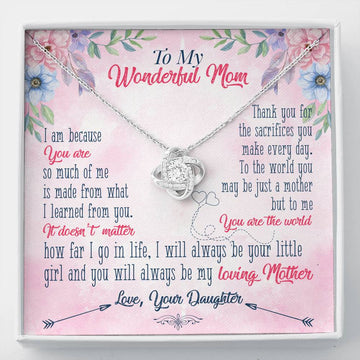 To My Wonderful Mom from Daughter Love Knot Necklace